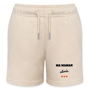 MOM. MOTHER'S DAY. HEART. FEAST. HAPPY BIRTHDAY - Kids Organic Sweat Shorts by Stanley/Stella - soft Ecru - Front