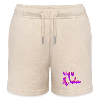 On Life Flower Design - Kids Organic Sweat Shorts by Stanley/Stella - soft Ecru - Front