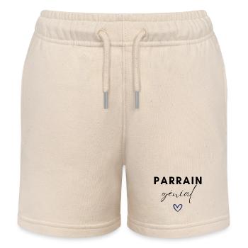 parrain génial / cadeau humour parrain - Short de jogging enfant bio Stanley/Stella - écru doux - Devant