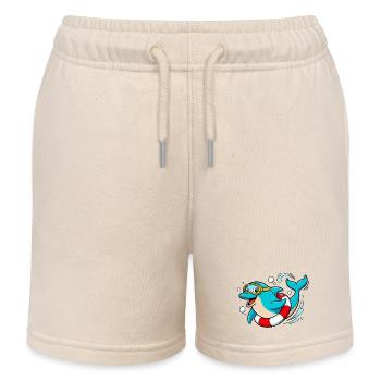 Lustiger Delfin mit Taucherbrille - Kinder Organic Joggingshorts Mini Bolter von Stanley/Stella - Natur - Vorne