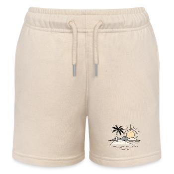 Conception minimaliste de vacances au coucher de soleil sur une île tropicale - Short de jogging enfant bio Stanley/Stella - écru doux - Devant