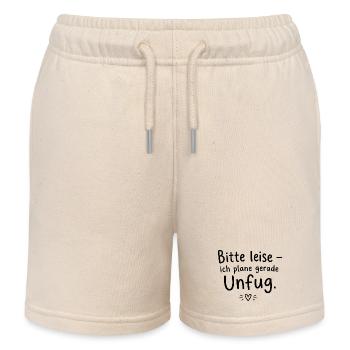 Bitte leise – ich plane gerade Unfug - Kinder Organic Joggingshorts Mini Bolter von Stanley/Stella - Natur - Vorne