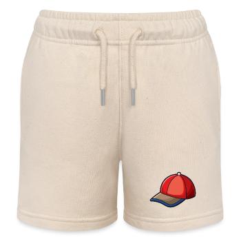 Cartoon Baseball Hat - Kids Organic Sweat Shorts by Stanley/Stella - soft Ecru - Front