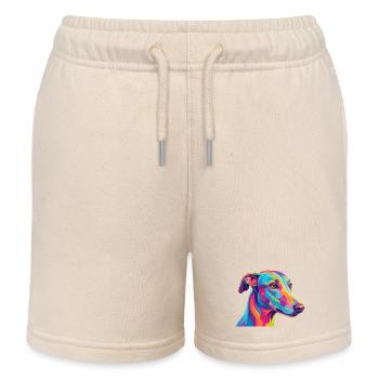 Aquarell Windhund Bunte Windhund-Kunst - Kinder Organic Joggingshorts Mini Bolter von Stanley/Stella - Natur - Vorne