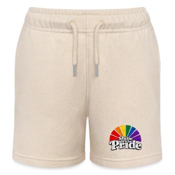 Shine With Pride LGBTQ Statement Retro CSD Fan - Kids Organic Sweat Shorts by Stanley/Stella - soft Ecru - Front