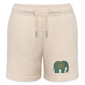 Mandala Elefant Muster in Teal - Kinder Organic Joggingshorts Mini Bolter von Stanley/Stella - Natur - Vorne