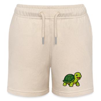 Pixel Turtle Adventure - Kids Organic Sweat Shorts by Stanley/Stella - soft Ecru - Front