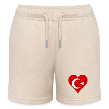 Drapeau turc comme coeur - Short de jogging enfant bio Stanley/Stella - écru doux - Devant