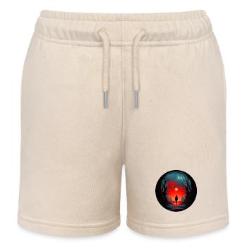 Schattenhafte Gestalt in gruseligem Wald - Kinder Organic Joggingshorts Mini Bolter von Stanley/Stella - Natur - Vorne