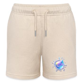 Holographic Drop Splash 💧 - Kids Organic Sweat Shorts by Stanley/Stella - soft Ecru - Front