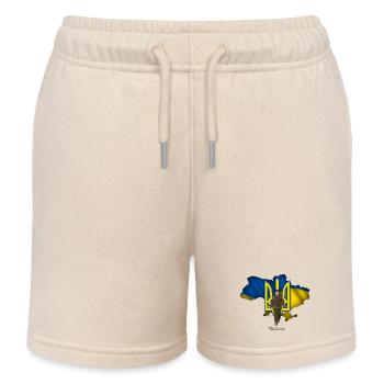 Ukraine outline trident Zelensky - Kids Organic Sweat Shorts by Stanley/Stella - soft Ecru - Front