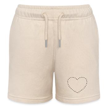Coeur à pois noirs - Short de jogging enfant bio Stanley/Stella - écru doux - Devant