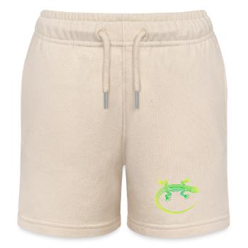 Lizard Aboriginal motifs, tribal gradient green yellow - Kids Organic Sweat Shorts by Stanley/Stella - soft Ecru - Front