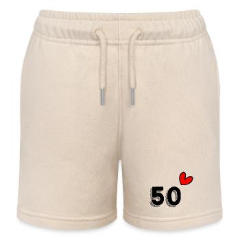 50. 50 ANS. 50e ANNIVERSAIRE. ANNIVERSAIRE 50 ANS. - Short de jogging enfant bio Stanley/Stella - écru doux - Devant
