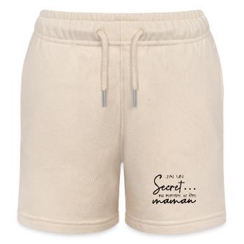 J’ai un secret ma marraine va être maman - Short de jogging enfant bio Stanley/Stella - écru doux - Devant