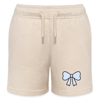 Delicate Light Blue Bow Design - Kids Organic Sweat Shorts by Stanley/Stella - soft Ecru - Front