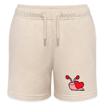 Snail Heart Snail Shell Cute Love Romantic - Kids Organic Sweat Shorts by Stanley/Stella - soft Ecru - Front