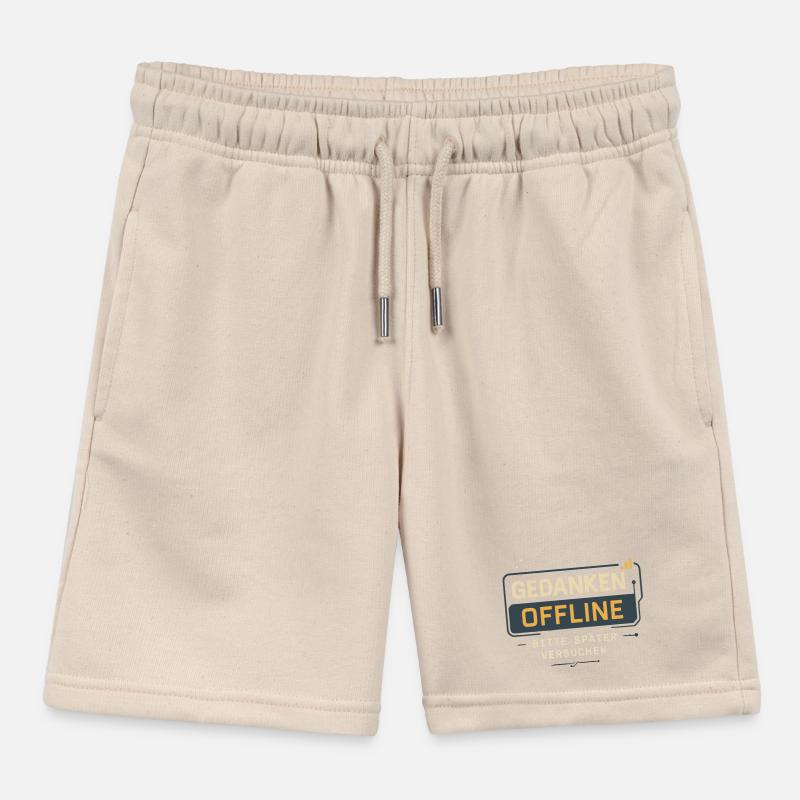"Thoughts offline – please try later" Kids Organic Sweat Shorts by Stanley/Stella