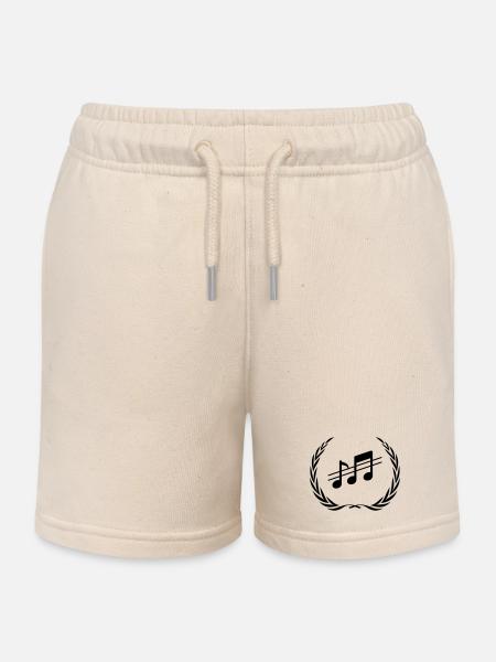 Music Notes Wreath - Kids Organic Sweat Shorts by Stanley/Stella - soft Ecru