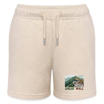 Great Wall Great Wall of China - Kids Organic Sweat Shorts by Stanley/Stella - soft Ecru - Front