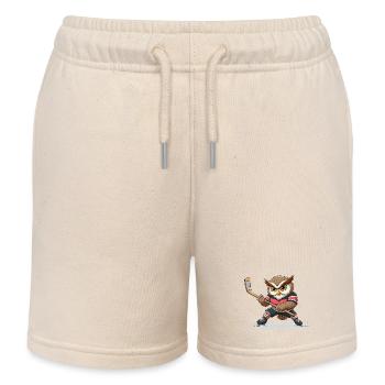Waldkauz Eule Eishockey Spieler Cartoon Team - Kids Organic Sweat Shorts by Stanley/Stella - soft Ecru - Front