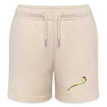 Ladybug on curved blade of grass - Kids Organic Sweat Shorts by Stanley/Stella - soft Ecru - Front