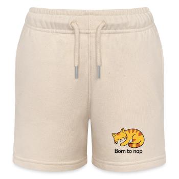 Born to Nap Katze Schlaf Design - Kinder Organic Joggingshorts Mini Bolter von Stanley/Stella - Natur - Vorne