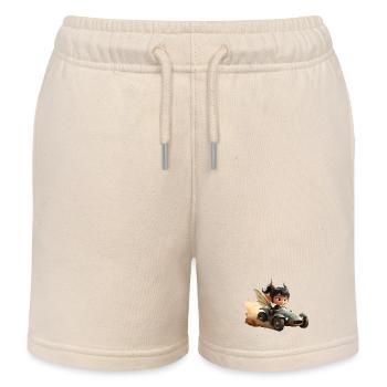 Adventure Goblin in Sand Car - Kids Organic Sweat Shorts by Stanley/Stella - soft Ecru - Front