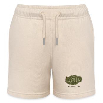 NAP – Available Later | Sleeping Cat - Kids Organic Sweat Shorts by Stanley/Stella - soft Ecru - Front