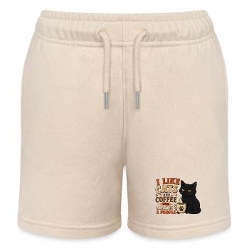 I Like Cats and Coffee and Maybe 3 People - Kids Organic Sweat Shorts by Stanley/Stella - soft Ecru - Front