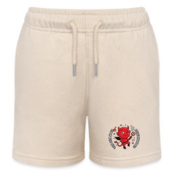 Red Devil Saying - Kids Organic Sweat Shorts by Stanley/Stella - soft Ecru - Front