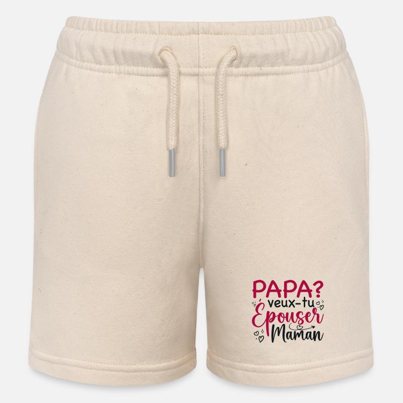 Papa veux tu épouser maman - demande mariage - Short de jogging enfant bio Stanley/Stella - écru doux