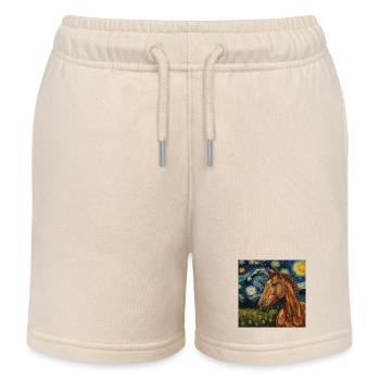 Horse Van Gogh - Kids Organic Sweat Shorts by Stanley/Stella - soft Ecru - Front