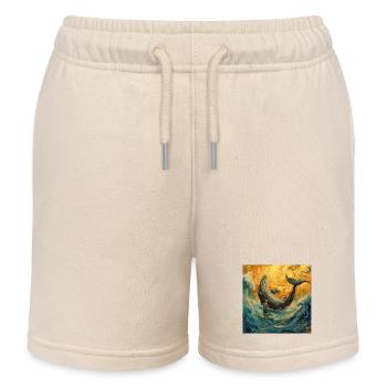 Whale Fish Van Gogh - Kids Organic Sweat Shorts by Stanley/Stella - soft Ecru - Front