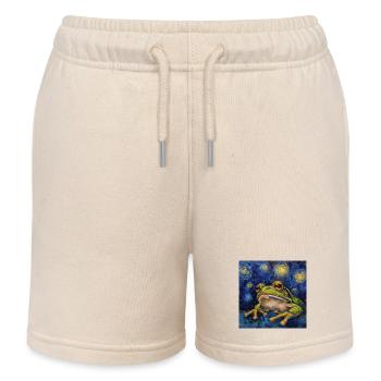 Frog, Animal, Van Gogh, Starry Night - Kids Organic Sweat Shorts by Stanley/Stella - soft Ecru - Front