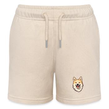 Norwegian Buhund Dog Breed Watercolor Cartoon Kawa - Kids Organic Sweat Shorts by Stanley/Stella - soft Ecru - Front