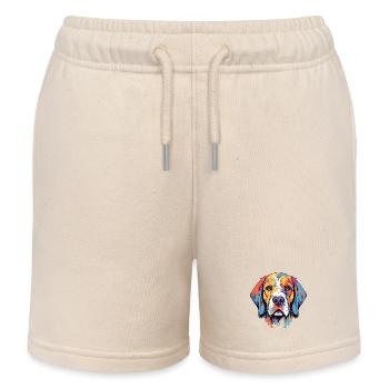 Great Pyrenee Dog Breed Watercolor Cartoon Kawaii - Kids Organic Sweat Shorts by Stanley/Stella - soft Ecru - Front