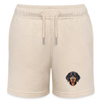 Black and Tan Coonhound Dog Breed Watercolor Carto - Kids Organic Sweat Shorts by Stanley/Stella - soft Ecru - Front
