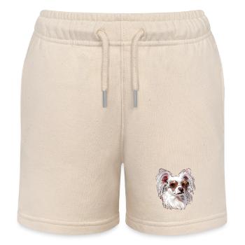 Chinese Crested dog, Chinese Crested dog, Dog - Kids Organic Sweat Shorts by Stanley/Stella - soft Ecru - Front