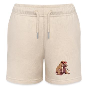 Walrus, sunglasses, summer, gift - Kids Organic Sweat Shorts by Stanley/Stella - soft Ecru - Front