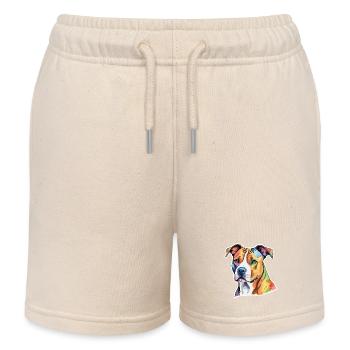 American Staffordshire Terrier Watercolors - Kids Organic Sweat Shorts by Stanley/Stella - soft Ecru - Front