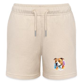 American Staffordshire Terrier Watercolors - Kids Organic Sweat Shorts by Stanley/Stella - soft Ecru - Front
