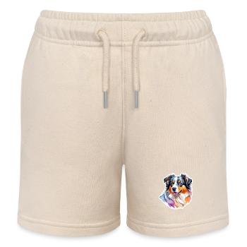 Australian Shepherd Wasserfarben - Kinder Organic Joggingshorts Mini Bolter von Stanley/Stella - Natur - Vorne