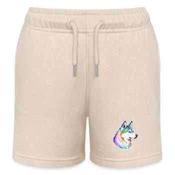 Husky de Sibérie Aquarelles - Short de jogging enfant bio Stanley/Stella - écru doux - Devant