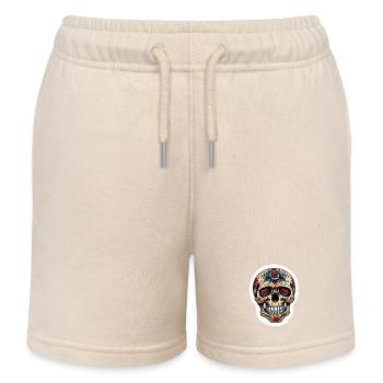 Skull Neo Traditional - Kids Organic Sweat Shorts by Stanley/Stella - soft Ecru - Front