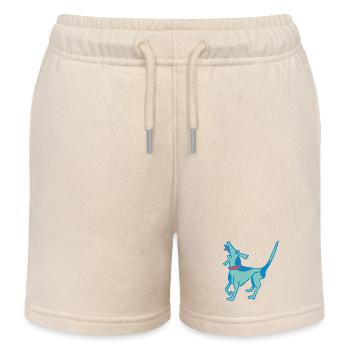 Kleiner Hund mit blauem Fell möchte Gassi gehen - Kinder Organic Joggingshorts Mini Bolter von Stanley/Stella - Natur - Vorne