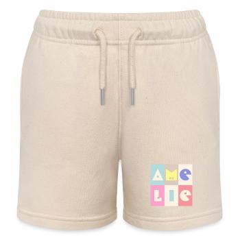 Amélie Nom Bébé Fille Coloré - Short de jogging enfant bio Stanley/Stella - écru doux - Devant