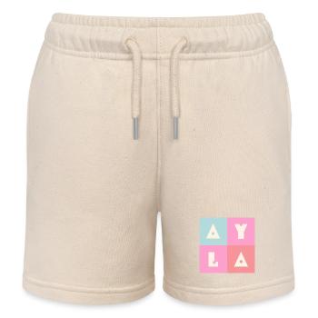 Ayla Prénom Bébé Fille Rose - Short de jogging enfant bio Stanley/Stella - écru doux - Devant