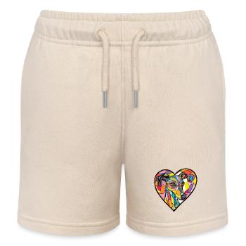 Whippet Hund Herz Hundeliebe - Kinder Organic Joggingshorts Mini Bolter von Stanley/Stella - Natur - Vorne