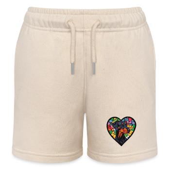 Doberman Hund Herz Hundeliebe - Kinder Organic Joggingshorts Mini Bolter von Stanley/Stella - Natur - Vorne